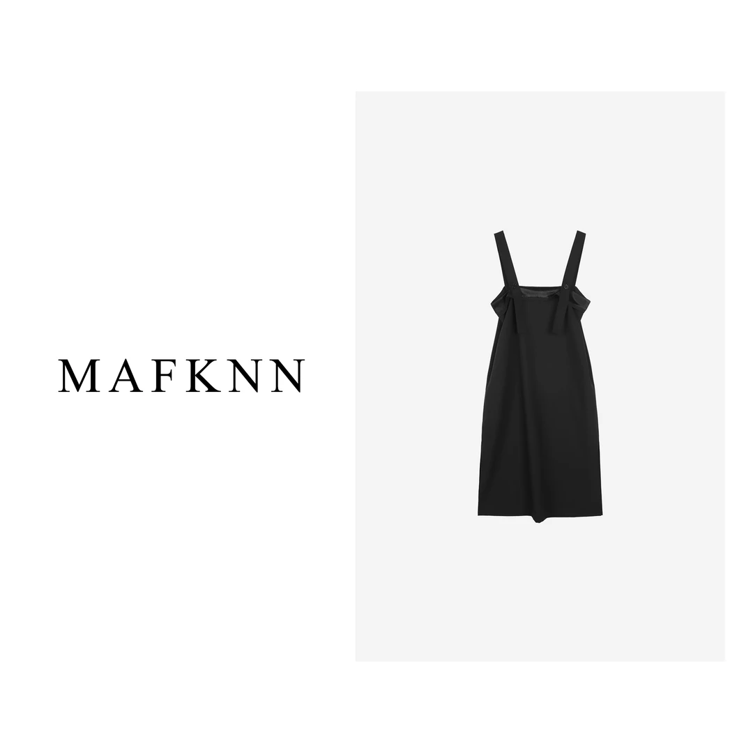MAFKNN/玛肯时尚气质显瘦休闲百搭宽松女装背带连衣裙MK10099