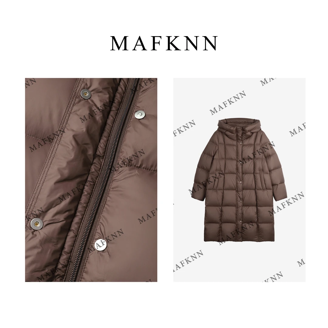 MAFKNN/玛肯时尚休闲简约纯色百搭中长款冬季保暖羽绒服MK11439