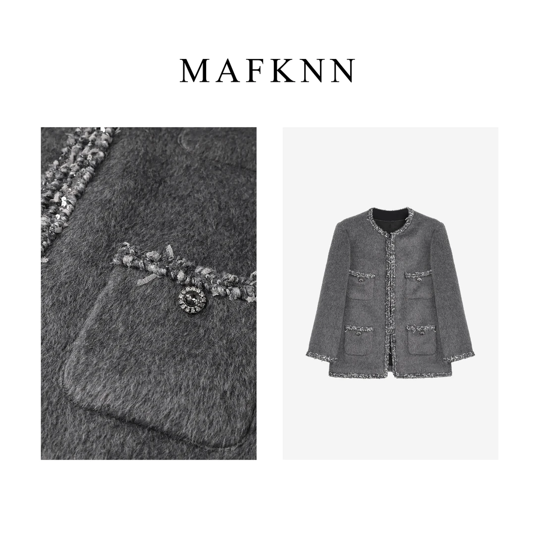 MAFKNN/玛肯时尚休闲简约气质小香风秋冬保暖洋气外套MK11135