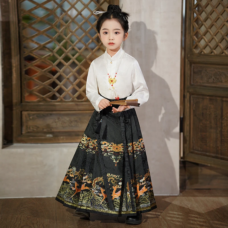 童锣湾【儿童亲子装双鹿马面裙套装】春夏新款新国风原创新中式清仓