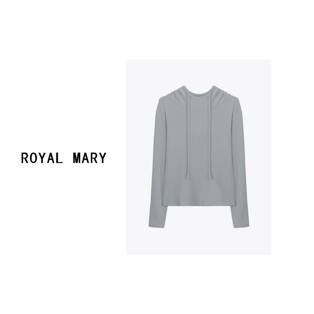 ROYAL MARY羊绒连帽卫衣显瘦韩系长袖套头打底外套外衣WJJ5309-1