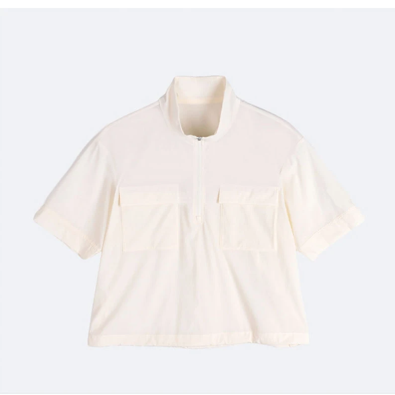 cadell韩版女款短袖/运动/短款/舒适/休闲/透气/夏季/宽松/立领/