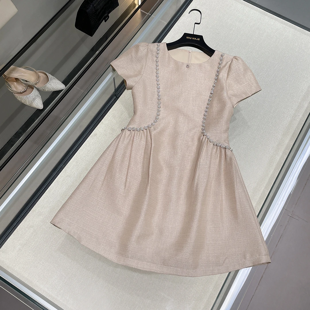 【安妮老板】MIUMEM小香风短袖连衣裙女显瘦a字短裙女装礼裙DY3795