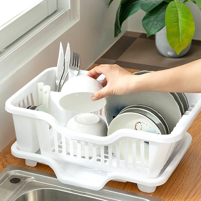 文丽加厚塑料厨房家用放碗碟盘子餐具沥水收纳篮水槽边滴水晾碗架