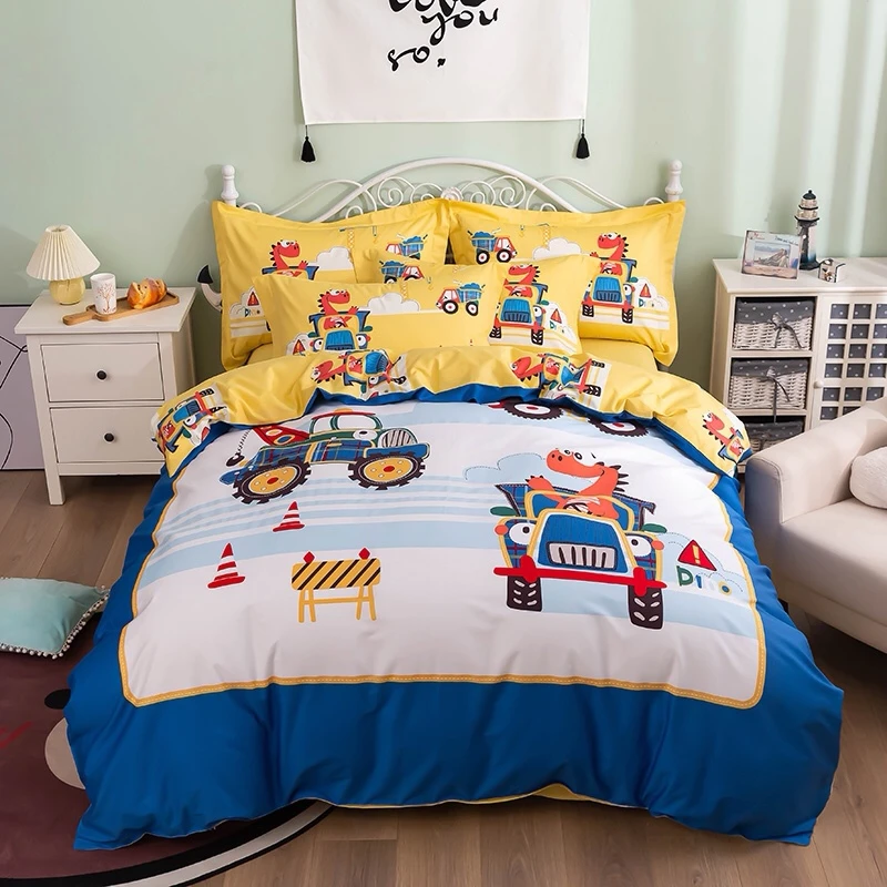 纯棉四季款儿童卡通四件套印花学生宿舍床单