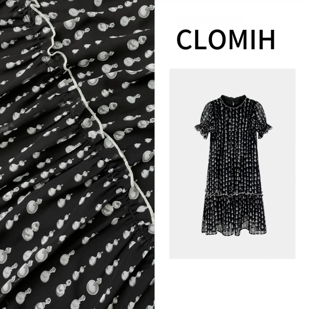 【海神泪】法式气质显瘦黑色百搭时尚休闲女装连衣裙24801