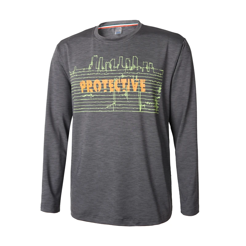 男士春秋时尚休闲长袖速干T恤户外运动弹力透气圆领快干衣男款