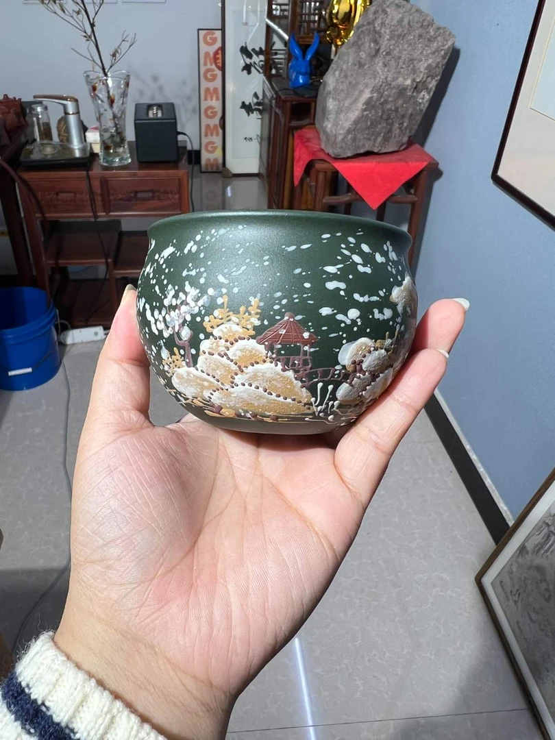 S雪景杯  墨绿泥   紫砂杯   210cc