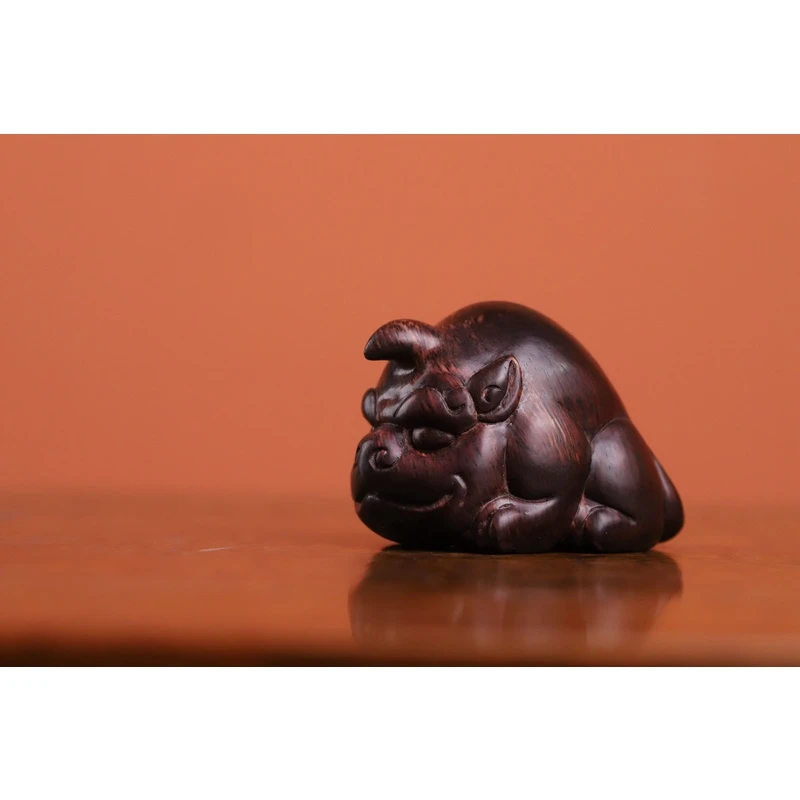 海南黄花梨紫油梨老料谛听手把件纯手工雕刻实心红木降香黄檀材质