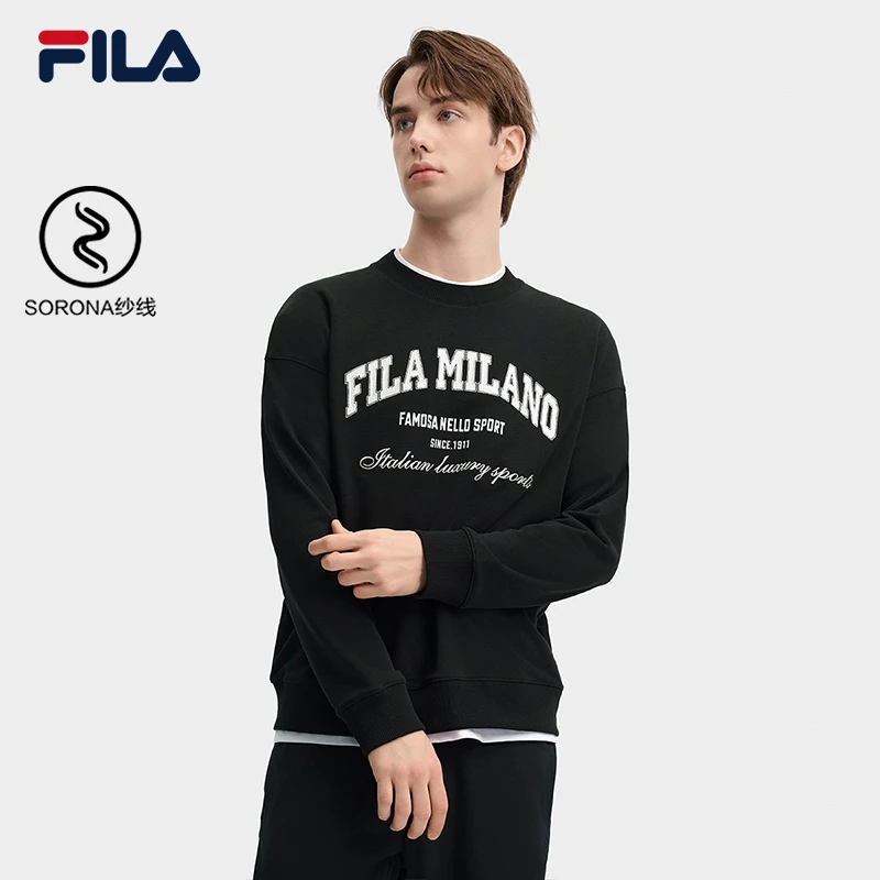 斐乐欧若风男子套头卫衣2024秋新款时尚休闲舒适针织长袖上衣圆领