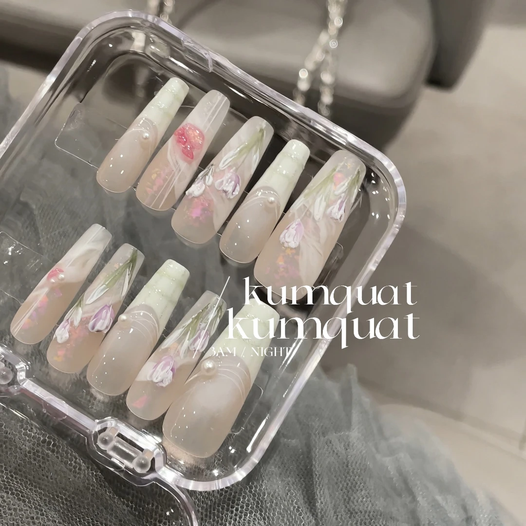 —Nail「郁金香」/水彩美甲高级/纯手工穿戴甲 可拆卸