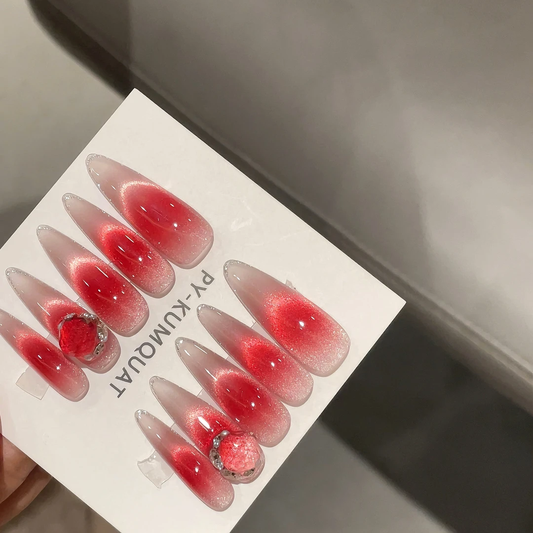 —Nail「血色/  猫眼/纯欲温柔暖色显白高级纯手工穿戴甲 可拆卸