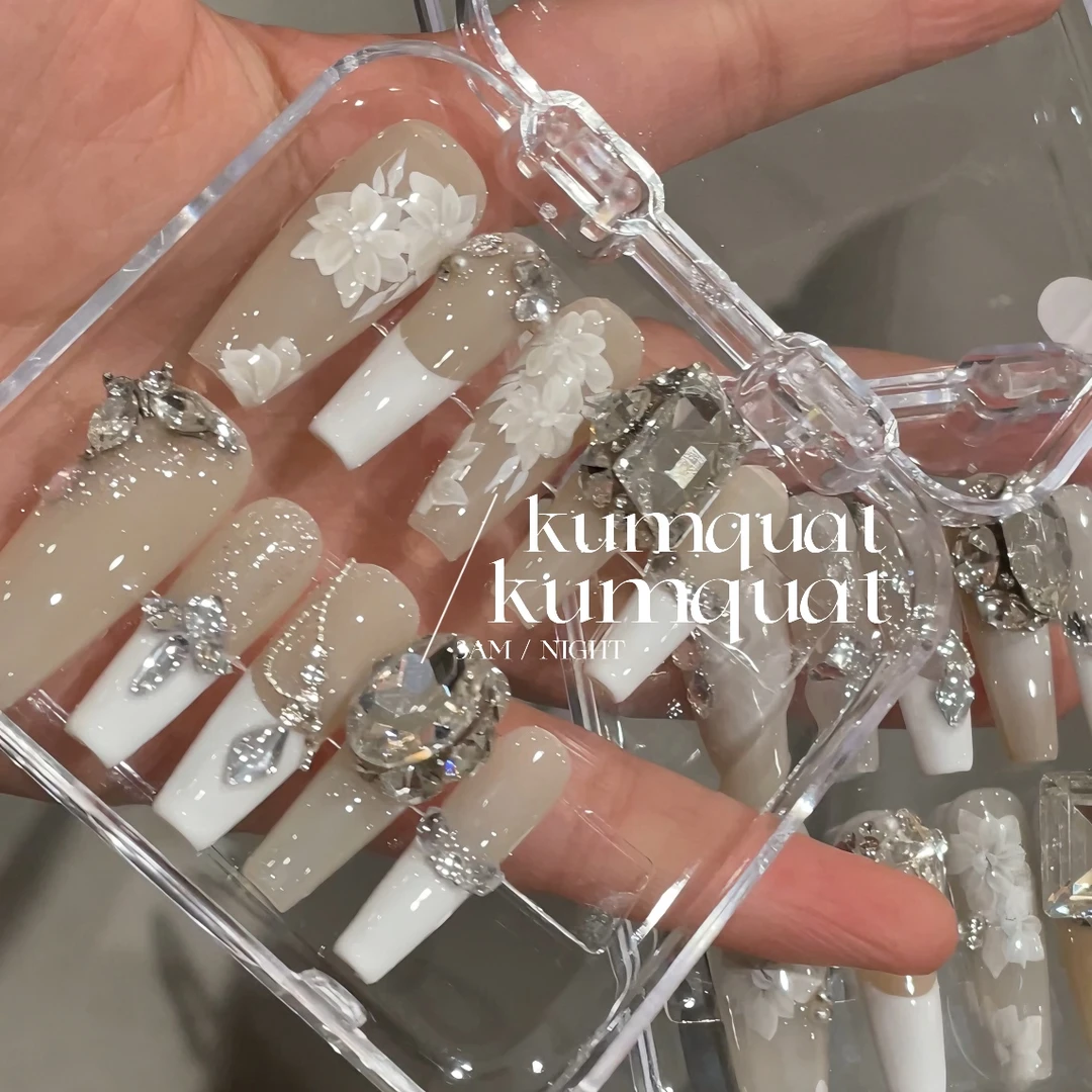 —Nail「冰蓝」/纯手绘显白美甲高级/纯手工穿戴甲 可拆卸