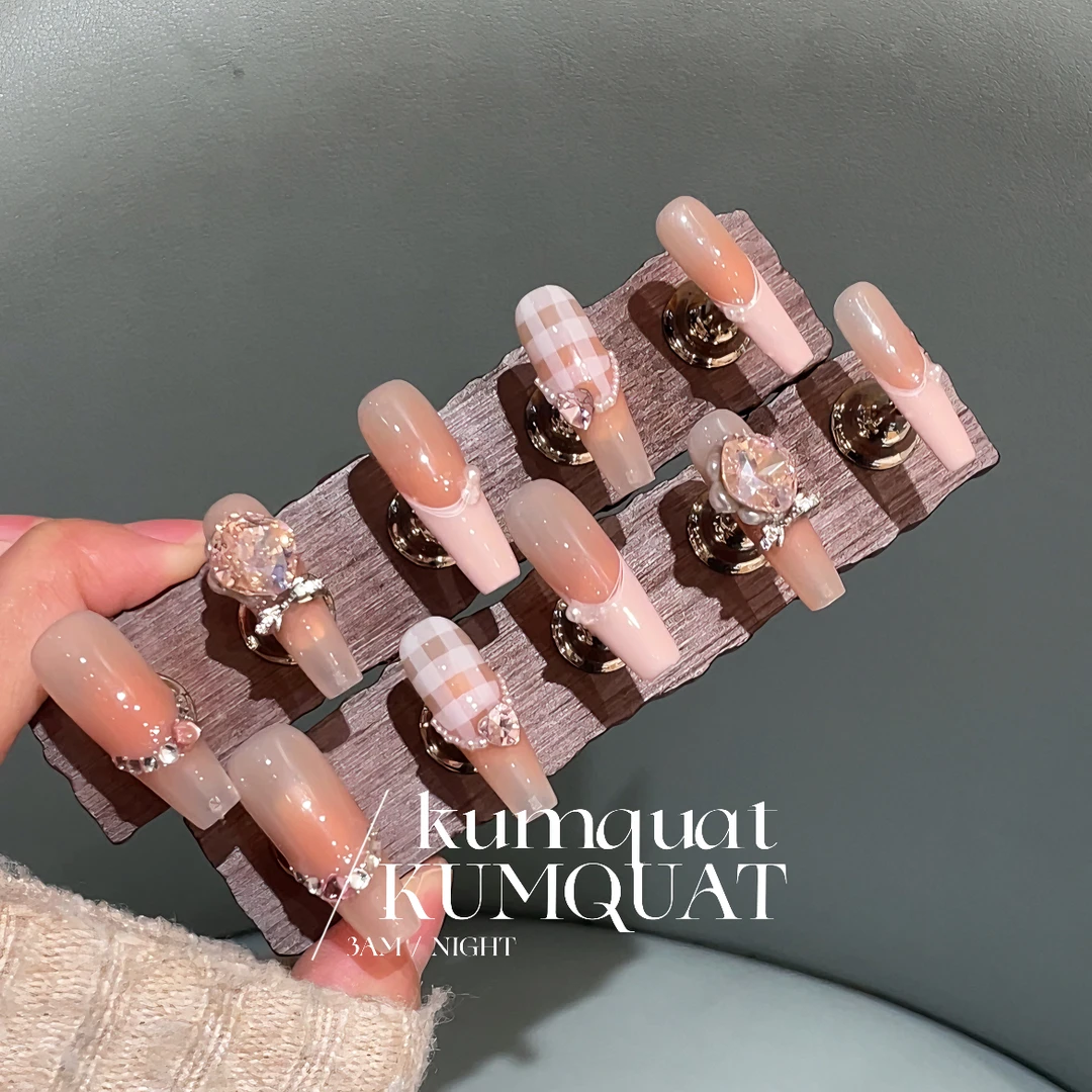 Nail「心动」｜施华洛格纹法式｜纯手工定制穿戴甲可拆卸