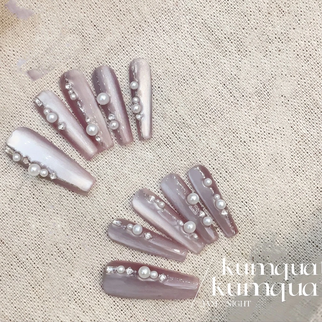 —Nail「雾紫」/高级猫眼雾霾紫/纯手工穿戴甲 可拆卸