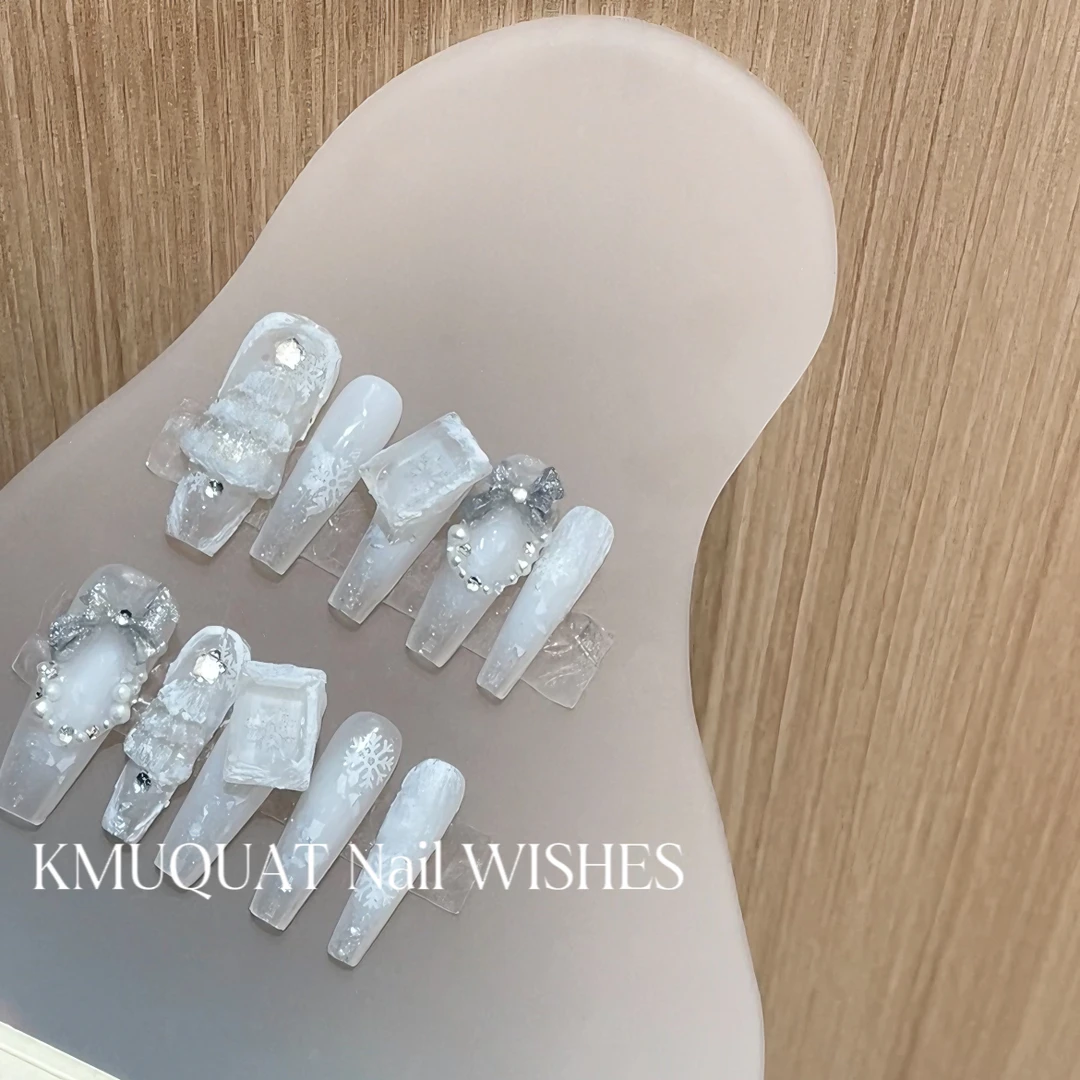 -Nail「白雪公主」|33细狗T 手捏小树|纯手工定制穿戴甲可拆卸 白色
