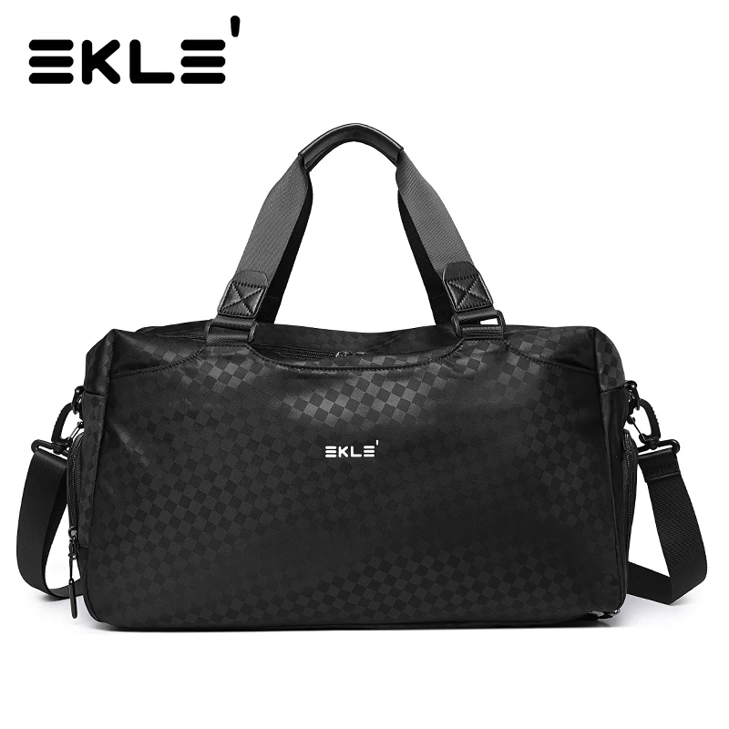 EKLE男包手提旅行包短途旅游免托运户外休闲包包健身轻便格子潮包