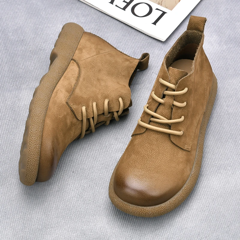 新款男士马丁靴休闲时尚男皮鞋头层牛皮真皮复古男鞋厚底男款靴子