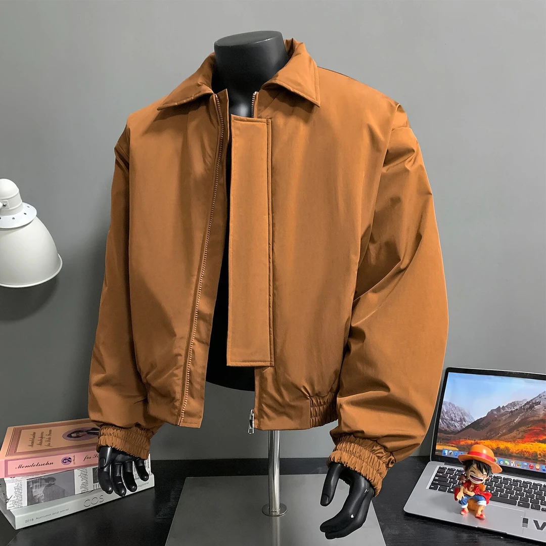 卡其色cleanfit夹克棉服男冬季高级感加厚加棉飞行员冲锋棉衣外套