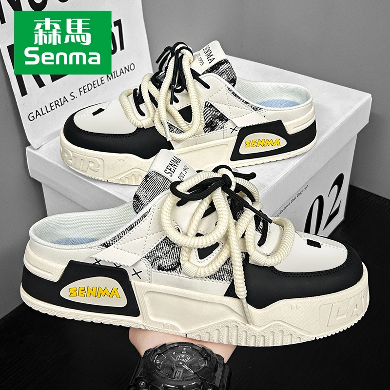 SENMA/森马半拖鞋男款秋季外穿懒人一脚蹬厚底包头凉拖鞋男士板鞋