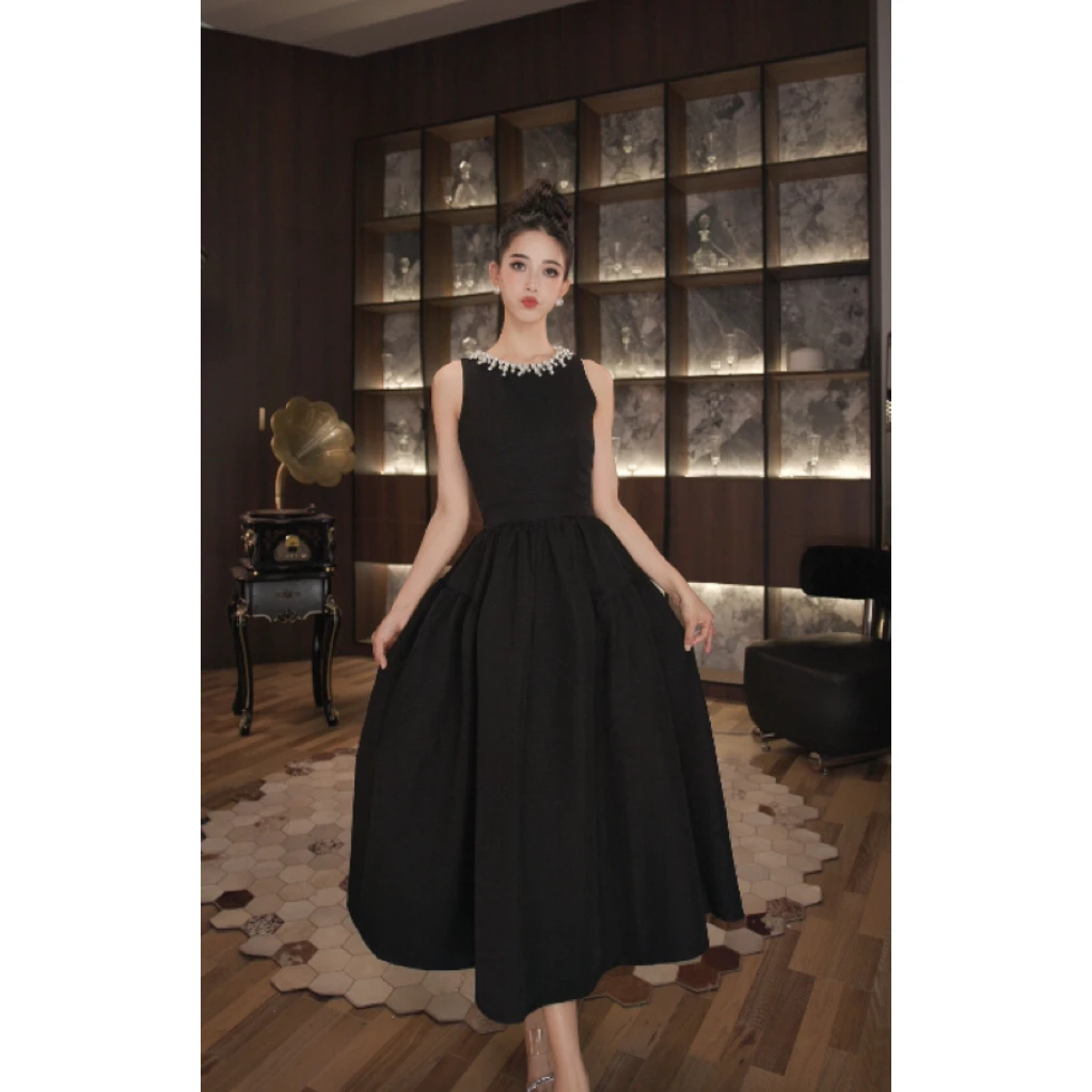 七爷定制 国内设计师品牌 名媛收腰连衣裙气质轻奢显瘦9606