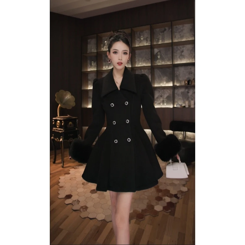 七爷定制 国内设计师品牌 时尚显瘦法式性感气质名媛连衣裙21549