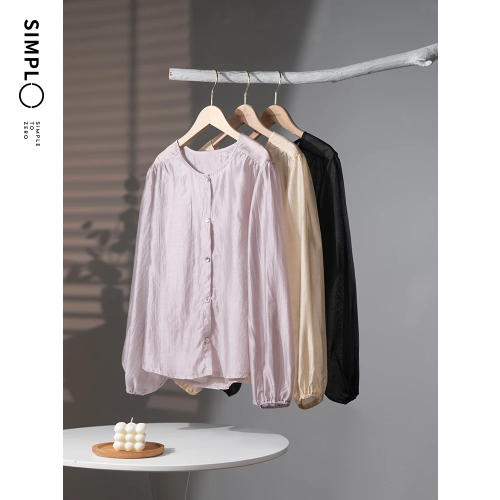 【林老板定制】春季莱赛尔天丝防晒贝壳手工打磨扣子高级罩衫JY120A