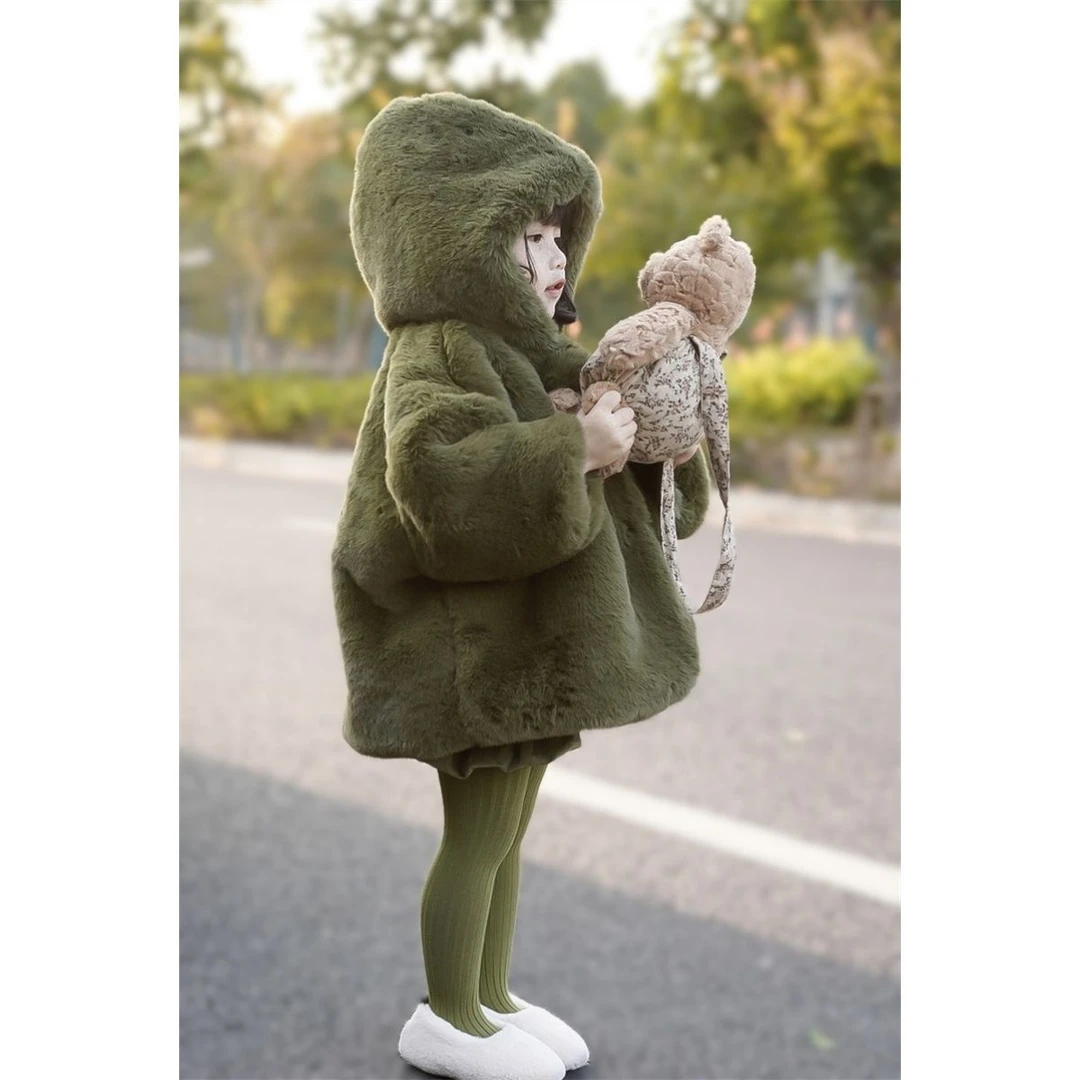 【冬季大促】女童冬款皮毛外套显白抗冻洋气加绒毛毛外套加厚保暖