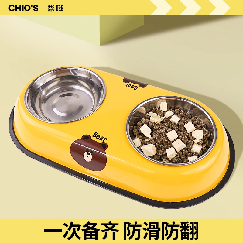 宠物碗猫碗狗盆狗碗不锈钢水盆打不翻食饭盆猫盆防滑双单碗大小号
