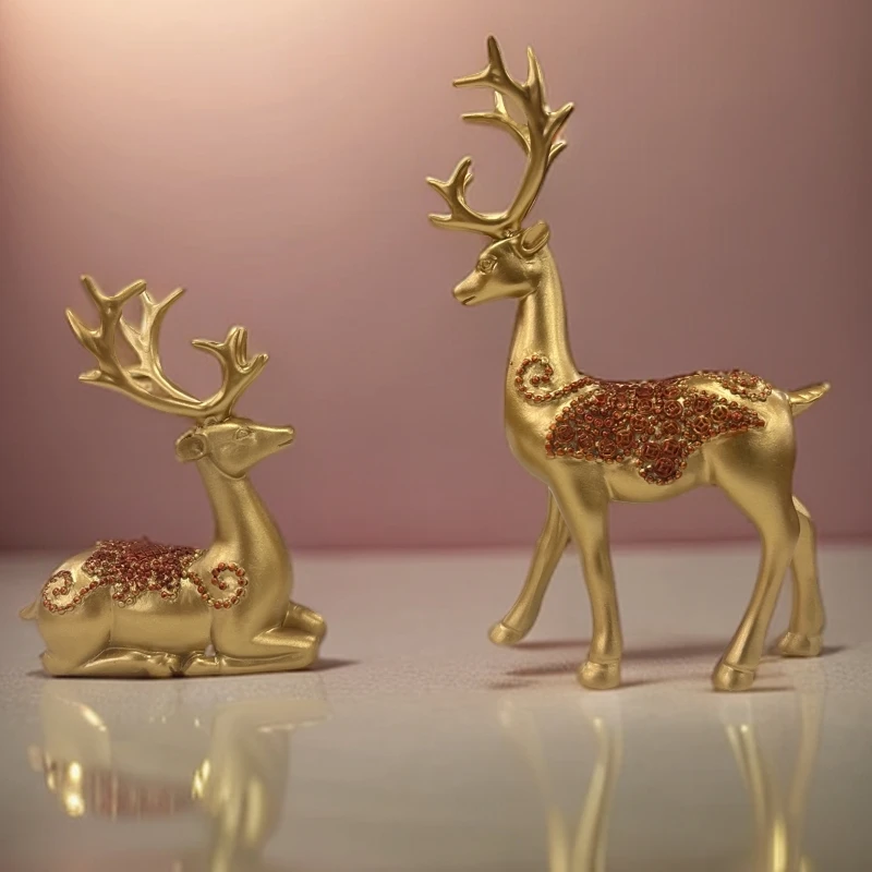 麋鹿装饰高颜值百货日用品乔迁之喜进门仪式客厅隔断柜摆件装饰品