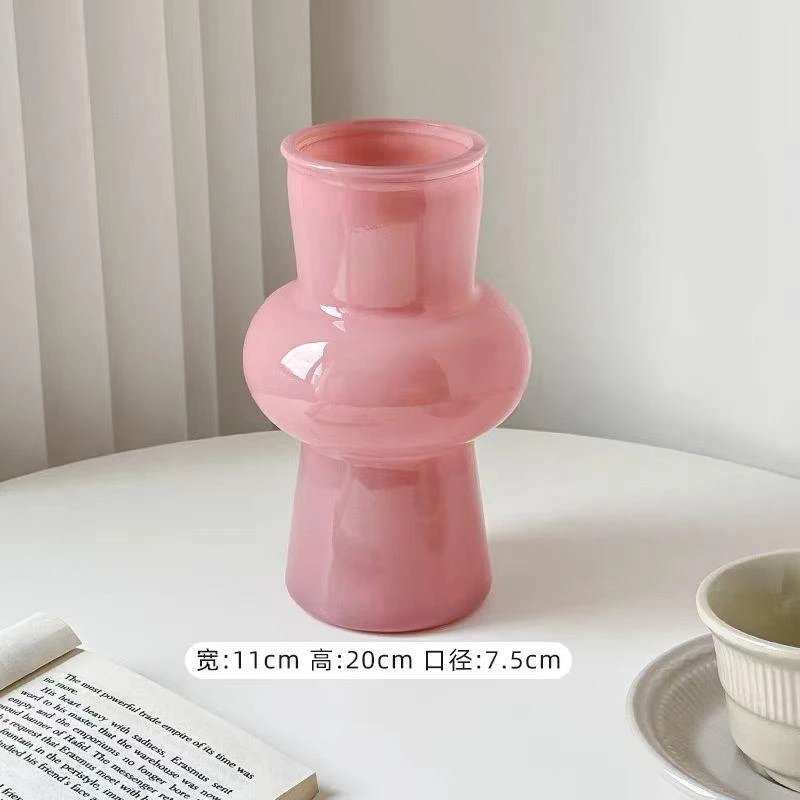 花瓶摆件客厅插花玻璃高级感加厚中古法式ins风艺术餐桌装饰摆件