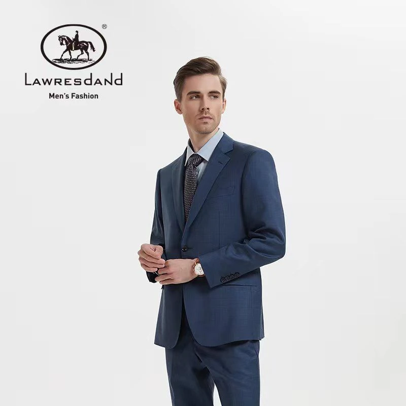 LAWRESDAND/劳伦斯丹顿雾霾蓝平驳领100羊毛西服套装11004【L-T/1】