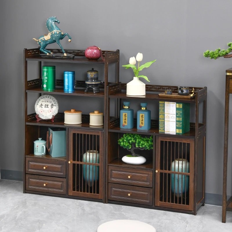 博古架新中式茶叶架收纳架餐边茶柜茶室摆件展示柜茶具茶杯置物架