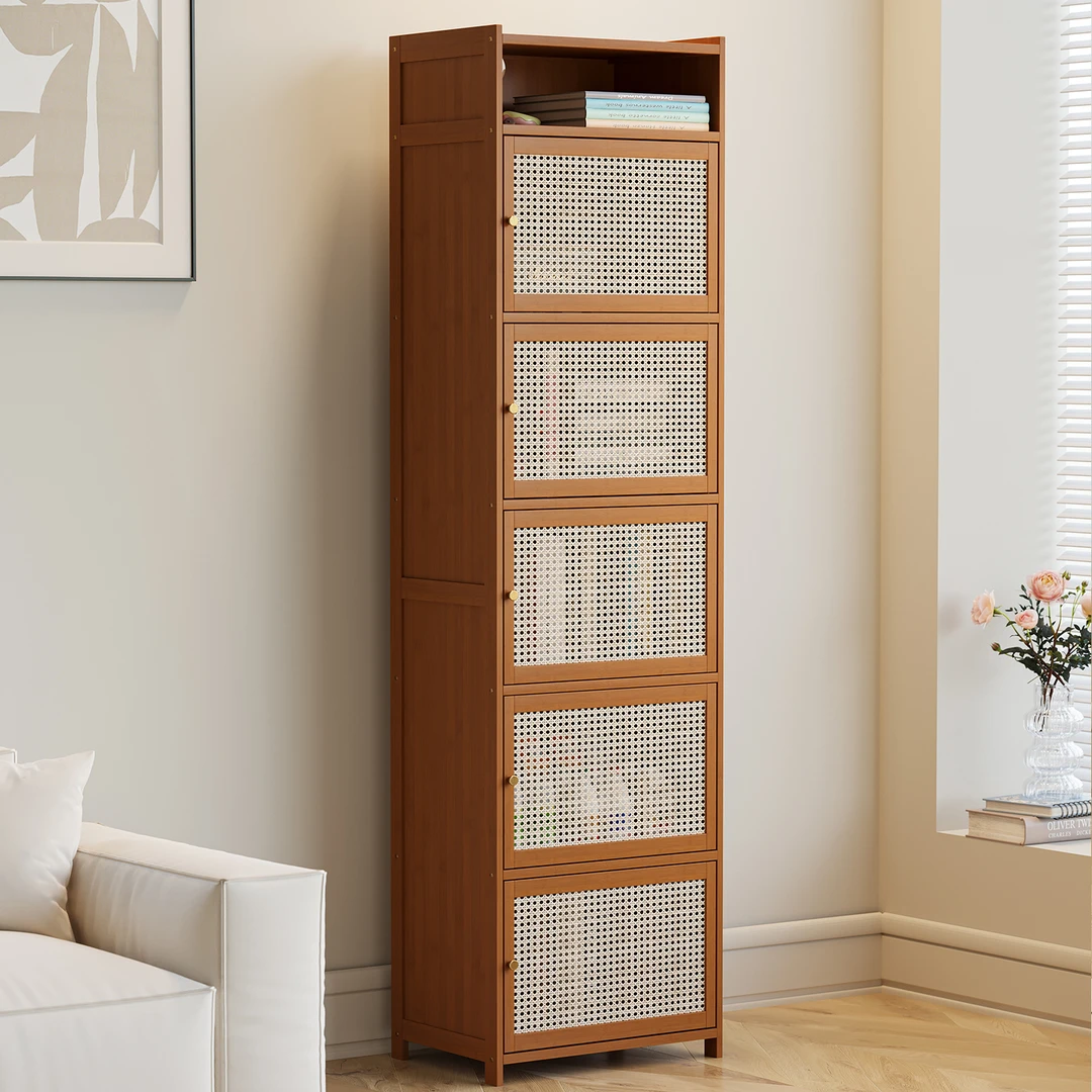 书架置物架落地家用书柜子楠竹现代简易靠墙储物柜多层客厅收纳架