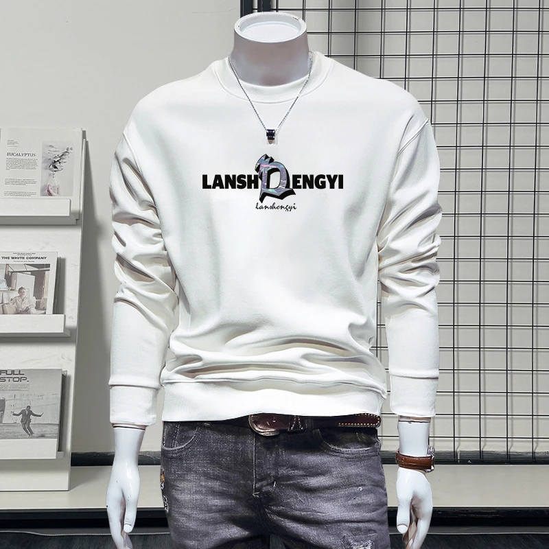 蓝晟依卫衣男款2025新款字母印花长袖圆领时尚休闲百搭春秋款外套