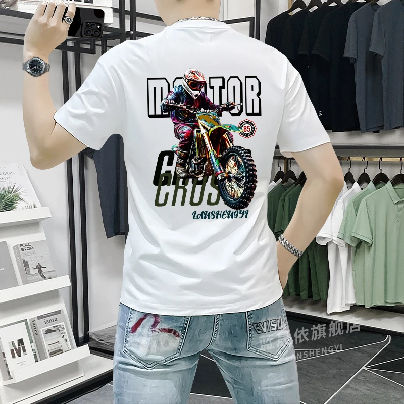 蓝晟依短袖t恤男款爆款2025新款夏季潮牌男装休闲帅气印花半袖衫T