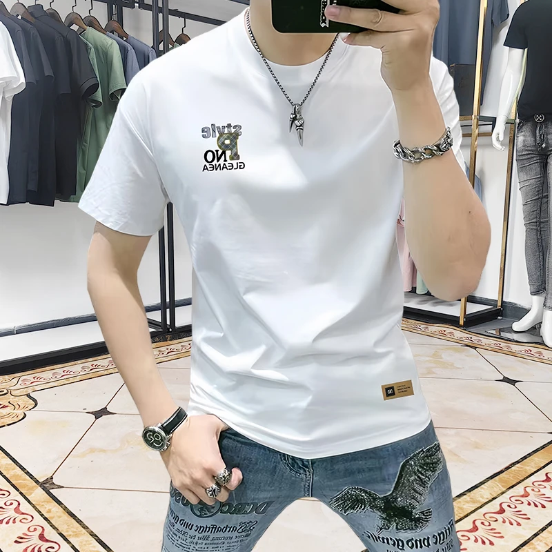 男士短袖t恤夏季潮流修身百搭印花半袖衣服品质男装青年帅气圆领T