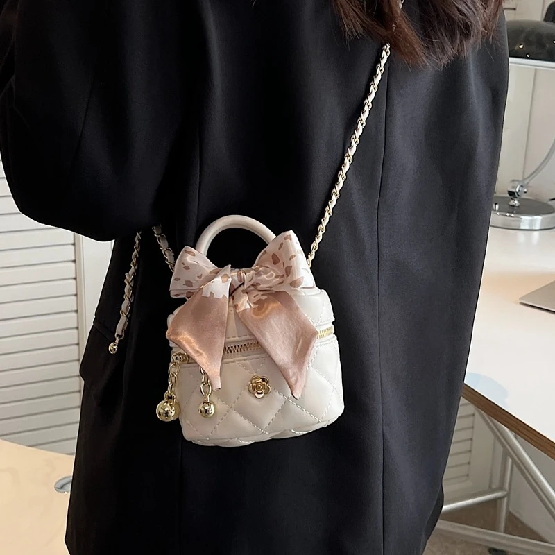 小包包夏季迷你包包女2025新款高级质感mini水桶包菱格链条斜挎包