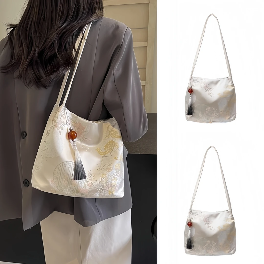 夏天夏季新中式中国风配旗袍大容量托特包包女2025新款米白腋下包