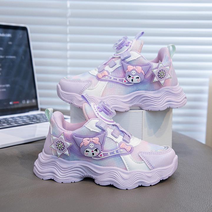 库洛米女童鞋子春秋季网面透气软底儿童运动鞋女孩2024潮款老爹鞋