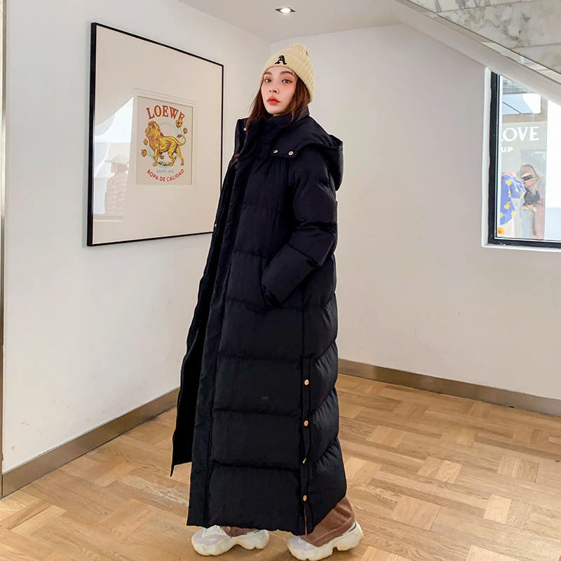 新款2023羽绒服网红服女冬季东大门宽松袄加厚超长款到脚踝过膝外