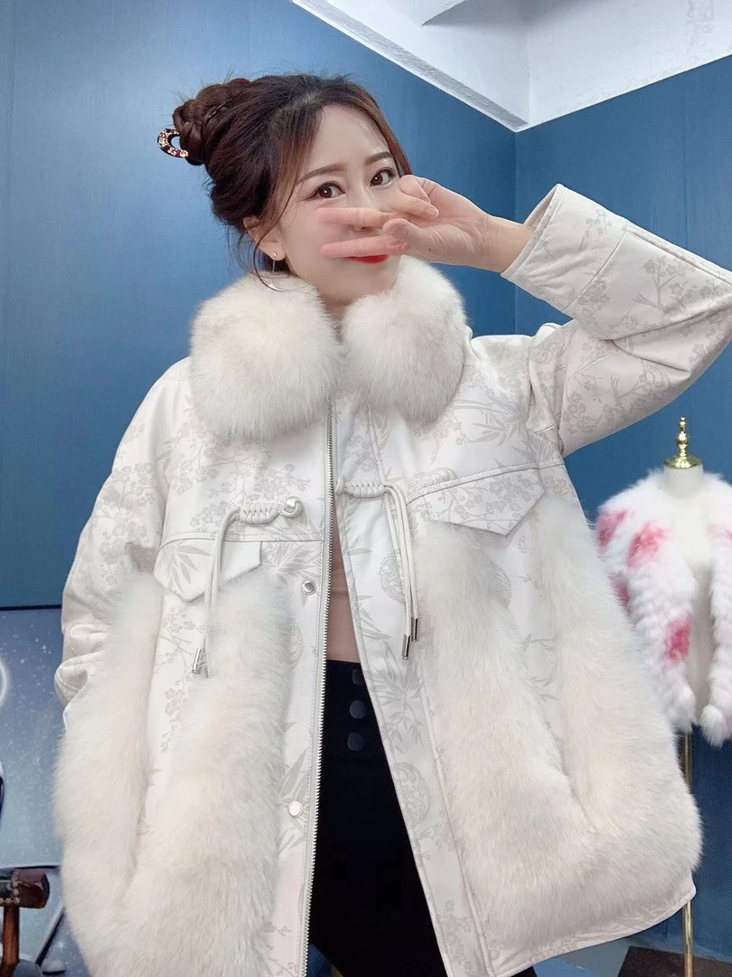 《酷尚》新款女士皮羽绒服 大狐狸毛羽绒服2309