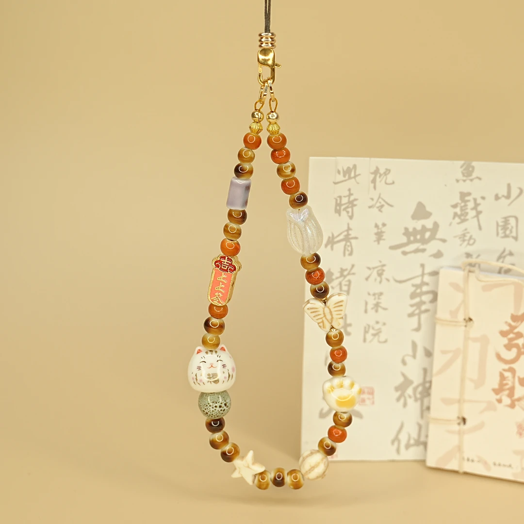 【50，51】招财猫手机链挂车钥匙包挂件小众精致圣诞礼物挂链挂绳坠