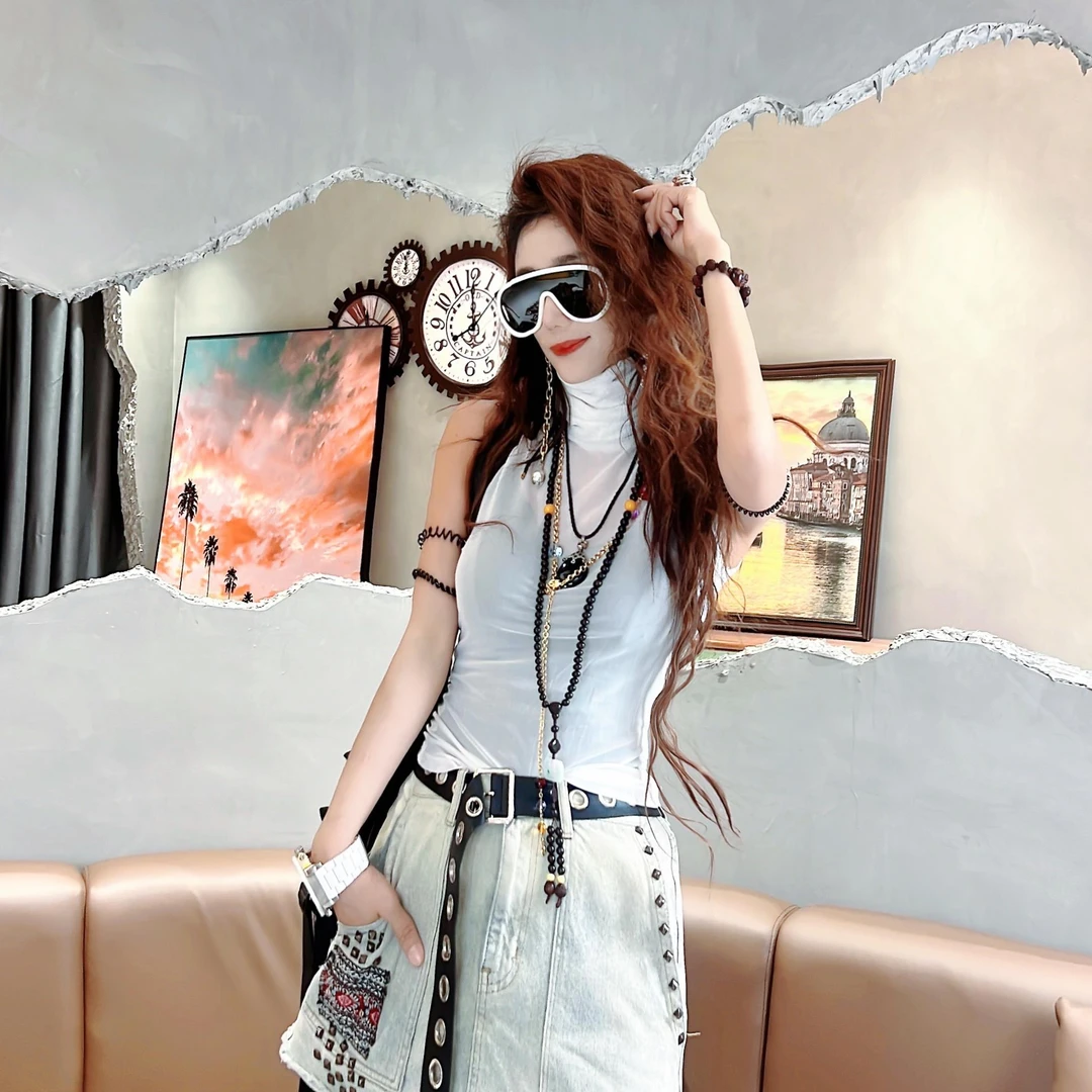 个性气质堆堆领欧货打底无袖上衣