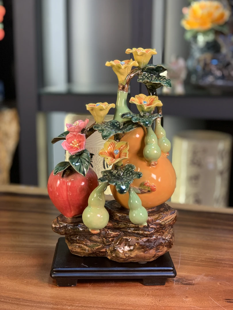 【小号福禄寿喜】石湾公仔陶瓷工艺品尺寸21*13*34CM