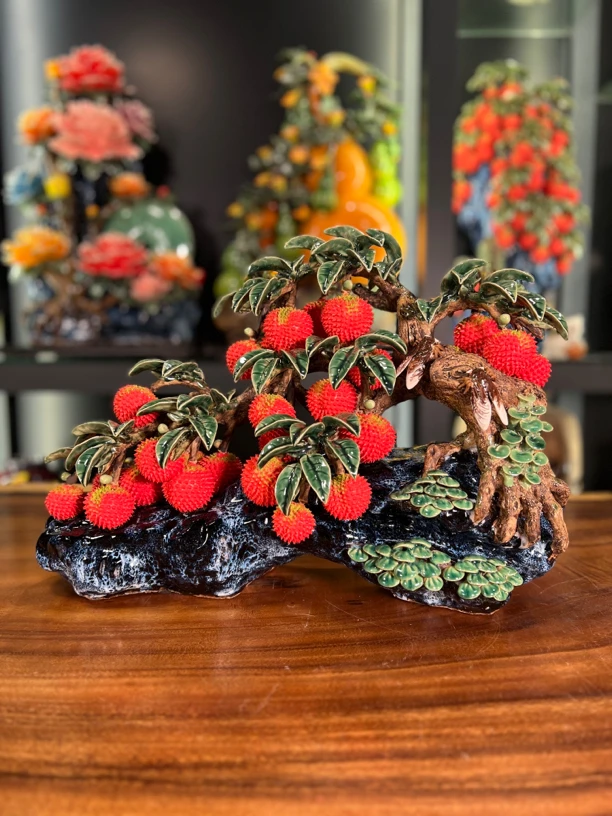 【满堂红荔枝坤石】石湾公仔陶瓷制品尺寸50*23*36CM