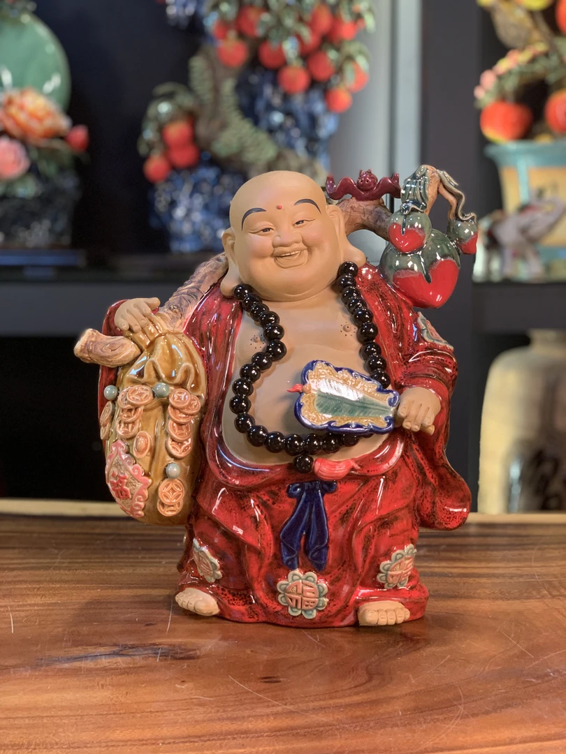 【福满多多笑佛】石湾公仔陶瓷制品尺寸30*20*35CM