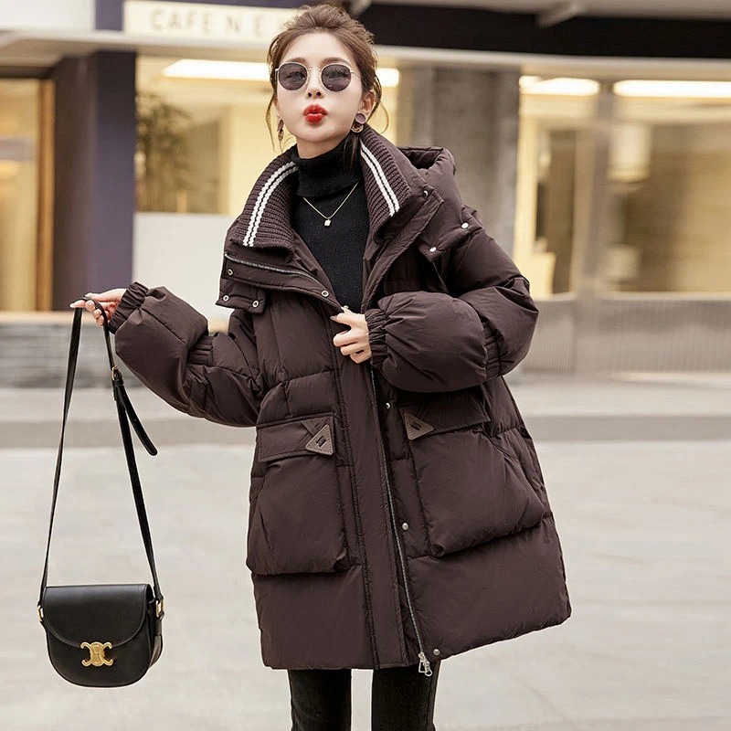 雅鹿冬装白鸭绒羽绒服女中长款2024冬季新款连帽宽松加厚小个子面