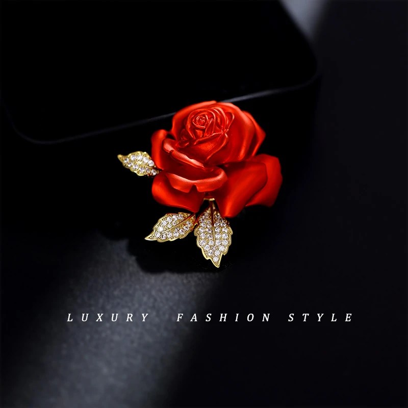 合金胸针 合金【新年礼物】红玫瑰胸针送妈妈 女儿奢高级感胸花优雅