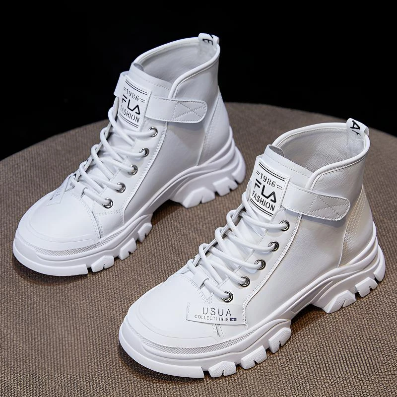 4.5公分 短筒马丁靴女2025新款单靴高帮休闲小白靴百搭ins潮短靴